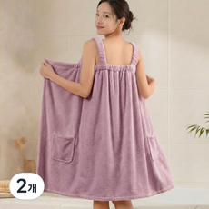 비바프 부드러운 도톰한 여성 목욕 샤워 가운 타올, 2개, 버건디