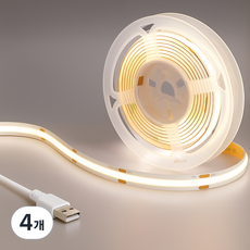 원그리드 USB COB LED 스트립 5m 잘라쓰는 줄조명 밝기조절, 4개, 주광색