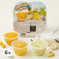 체리쉬 믹스 푸딩 젤리 과일맛 ( 망고 바나나 파인애플 코코넛 ) 4종, 6개, 320g