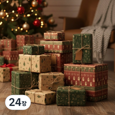 나인밸리 선물 포장지 3종 6매, 24장, 산타A세트