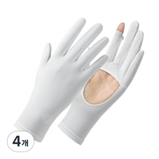 해피유 쿨토시 손등커버형 자외선 차단 장갑, 4개, 화이트