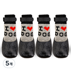 융풍 반려동물 신발 애완동물 방수 양말 실리콘 장화 보온 방수 미끄럼 방지, 5개, 블랙