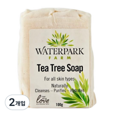 워터파크팜 호주 퓨어 티트리 비누 뷰티 바 솝 클렌징 세안, 100g, 2개입