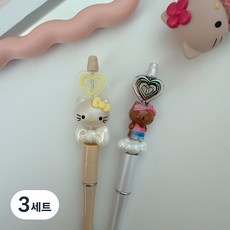 소꼼 캐릭터 비즈 볼펜 꾸미기 DIY 볼꾸 2개 세트, 3세트, 태닝+노랑