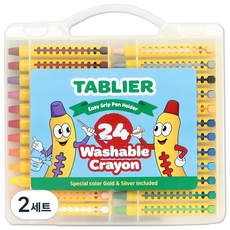 따블리에 워셔블 크레용 유아 크레파스 손에묻지않는크레용, 24색, 2세트