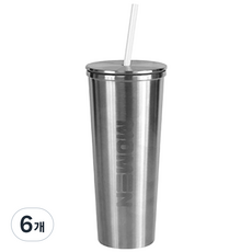 모멘 뉴씨엘 대용량 텀블러 700ml 이중진공 보냉 빨대 콜드컵 리유저블컵 벤티사이즈 에코트리카페, 실버, 6개