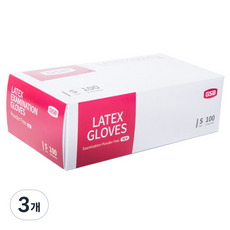 GSB 의료용 라텍스장갑 100매 일회용, 아이보리, S, 3개