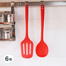 헤스타 국내산 파스텔 실리콘 볶음스푼 밥주걱 열탕소독가능 조리도구 주방 요리 위생 볶음밥 밥풀안묻는 주걱, 그린, 6개