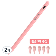 WOWWAY 아이패드 펜슬 터치펜 애플 iPad 호환용 블루투스형 usb-c 초미세 터치플렉스펜 스마트펜, 2개, 핑크