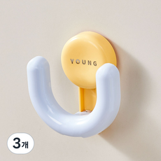 [YOUNG] 무타공 재부착 젤흡착 슬리퍼걸이 욕실 실내화 벽부착 정리, 블루(BLUE), 3개
