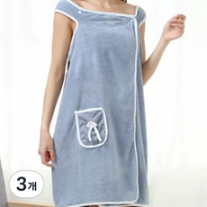 더블스토리 숄더형 원터치 샤워타월가운 샤워 타월 겸용, 맑은하늘, 3개