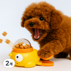 귀여운 강아지 고양이 겸용 간식 퍼즐 토이 오리 장난감, 노란색, 2개