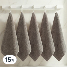 쉬라즈리빙 더소프트 40수 코마사 고리 핸드타월 65g, 15개, 브라운