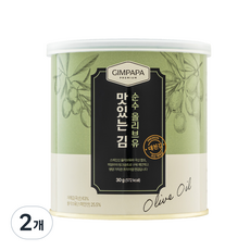 김파파 올리브유 캔김 함초소금 통참깨 참기름 보령대천 프리미엄 조미김, 2개, 30g