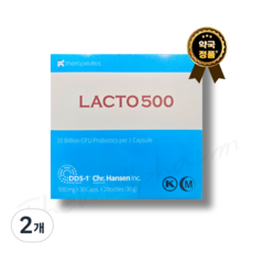 케이세라퓨틱스 락토500 프로바이오틱스 100억 CFU, 2개, 60회분