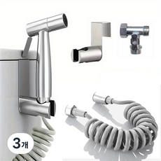 리빙리뉴 3M 욕실 베란다 스프링 코일호스 4종 세트 스프레이건 샤워기, 3개