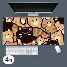 귀여운 캐릭터 고양이게이밍마우스패드 키보드 마우스 장패드 900*400*3MM, 4개, 고양이-04