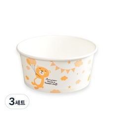 지나팩 일회용 종이용기 곰돌이 디자인 520cc, 3세트, 200개