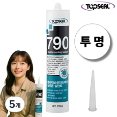 탑씰 외장용 790 렉산 외부용 투명 실리콘 실란트 노즐포함 270ml, 5개