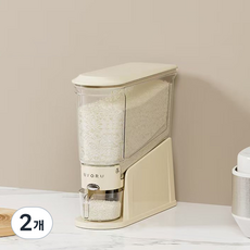 원터치 쌀통 밀폐 방습, 크림화이트, 2개