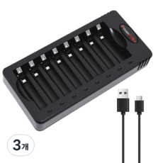 POWERKAN AA/AAA 1.2V 니켈수소 충전지전용 8구충전기 ZN826E, 3개