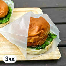 피크닉앤패키지 코팅 햄버거 유산지봉투 무지 15x13cm, 3세트, 100개
