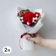 101도 카네이션 뜨개 꽃다발 스탠다드 완제품 스승의날 어버이날 선물, 레드, 2개