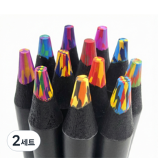 올리올망 컬러링북 모자이크 연필 무지개 색연필, 2세트, 12개
