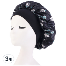 나비꽃 로즈 플라워 새틴 실크 수면 헤어 밴드 헤어캡 나이트캣 S874, 3개, 로즈블랙