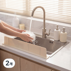 피크르 흡착식 바닥 강력 흡착 싱크대앞 물막이 실리콘 씽크대 물막이, 2개, 크림화이트