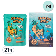 이루앙 고양이 습식사료 파우치 간식 면역력, 21개, 70g, 황태