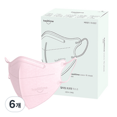 힐타임 코코핏 KF94 컬러 마스크 소형N 새부리형 숨쉬기편한, 25매입, 6개, 스위트핑크