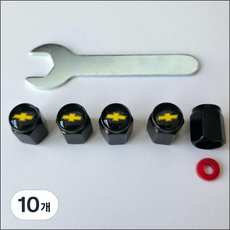 쉐보레 GM 타이어 에어 밸브캡 블랙 마개 렌치 포함, 검정, 5개