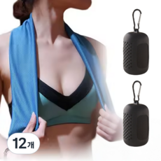 플라센 더 길어진 스포츠 쿨타올 땀수건, 12개, 블랙