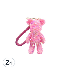 DIY 보석십자수 비즈 곰돌이 키링 만들기 8종, 2개, 3.핑크