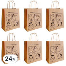 위캔바이 만화캐릭터 선물용 종이가방 크라프트 쇼핑백, 24개