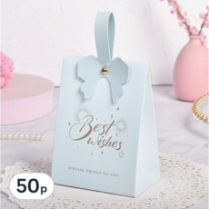 오누하임+ 리본 손잡이 선물가방 (중형), 50p, 블루