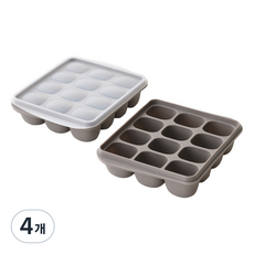 히어키친 국내생산 실리콘 2구 얼음틀 다진마늘 양념틀, 그레이 1+1, 4개