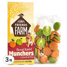 제이펫 슈프림펫 러셀 래빗먼처 - 당근&완두콩 토끼간식 햄스터간식 기니피그간식 친칠라간식, 120g, 3개