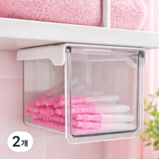 마코제이 무타공 부착식 슬라이딩 히든 서랍, 화이트, 2개