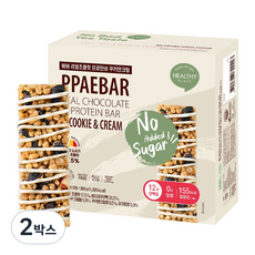 무가당 설탕X 빼바 리얼초콜릿 프로틴바 쿠키앤크림, 2박스, 360g