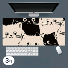귀여운 캐릭터 고양이게이밍마우스패드 키보드 마우스 장패드 900*400*3MM, 3개, 고양이-05