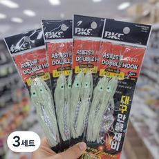 백경 BK-888 만쿨채비 대구라바 8개 8P (2개입*4) 야광 왕대구 대구지깅 쌍바늘 홀로그램어피 꼴뚜기루어, 3세트, 8개입