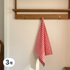 체크 키친크로스 고리디자인 다용도덮개 국내생산 12color, 3개, 9) 레드