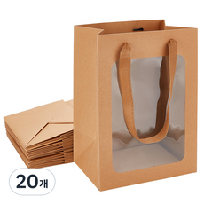 10개 사각 투명 창 선물 쇼핑백 선물백 포장백 종이백 25x18x13.2cm, 페루, 20개