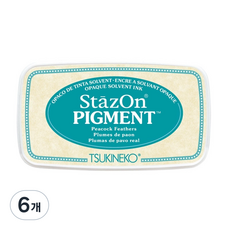 츠키네코 스테이즈온 피그먼트 잉크패드 사무용 공예 다꾸 스탬프, 6개, SZ-PIG-062