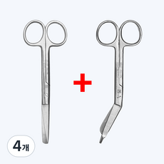 의료용 시저 가위 2p 간호사 붕대가위 외과 거즈 붕대 헝겊 의료 병원 실습용, 4개