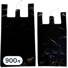 아재비닐 두꺼운 검정 비닐봉투 손잡이봉투 마트봉투, 900개, 5L