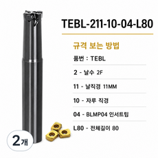 TEBL313-12-06-80 13파이 3날 고이송커터 BLMP04 인서트팁 호환, 2개
