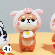 양모펠트 DIY키트 니들펠트 인형 공예 만들기 애착인형, 02_돼지시바, 4개